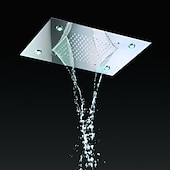cheap Luxury Ceiling Shower-500*360 Chrome/3- Color LED Bathroom Faucets Rain Mixer Complete with Stainless Steel Rainfall Shower Head Ceiling Mounted Color Change By Water Temperature, Hydor Power, No Battery Needed