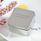 economico Scatole di caramelle di nozze-Personalized cuboide Favor Tin - set di 12 (piu colori)