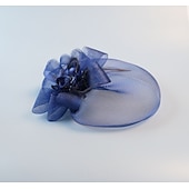 cheap Fascinators-White Wedding Fascinator Tulle Beaded Organza Fascinators Hats Headwear Clip Vintage Elegant with  Feathers Fur Flower 1 Piece Kentucky Horse Race Tea Party Ladies Day Headpiece