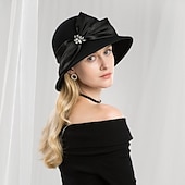billige Festhatter-100% Ull Hatter med Sateng Sløyfeknute / Krystall / Rhinestone 1pc Avslappet / Dagligdagstøy Hodeplagg