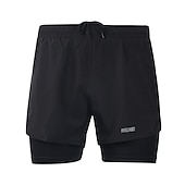cheap Mens Active Shorts-Arsuxeo Men&#039;s Running Shorts Gym Shorts Yoga Shorts Drawstring 2 in 1 Split Zipper Pocket Base Layer Outdoor Athletic Summer Spandex Quick Dry Lightweight Reflective Strips Yoga Gym Workout Marathon