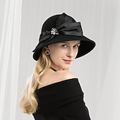 billige Festhatter-100% Ull Hatter med Sateng Sløyfeknute / Krystall / Rhinestone 1pc Avslappet / Dagligdagstøy Hodeplagg