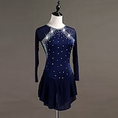 cheap Competition Dress-Figure Skating Dress Crystals / Rhinestones Women&#039;s Girls&#039; Training Long Sleeve High Chinlon Tulle