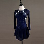 cheap Competition Dress-Figure Skating Dress Crystals / Rhinestones Women&#039;s Girls&#039; Training Long Sleeve High Chinlon Tulle