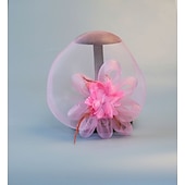 cheap Fascinators-White Wedding Fascinator Tulle Beaded Organza Fascinators Hats Headwear Clip Vintage Elegant with  Feathers Fur Flower 1 Piece Kentucky Horse Race Tea Party Ladies Day Headpiece