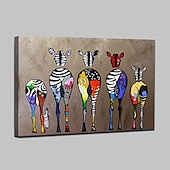 お買い得  動物画-保育園の油絵手作り手描きの壁アート抽象的なカラフルなシマウマの家の装飾の装飾ロールキャンバスフレームなしストレッチなし