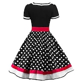 levne Šaty-Šaty pro plnoštíhlé s puntíky Retro Vintage oblečení z 50. let Grease koktejl šaty Vintage šaty podzim jaro a léto Vánoční kloboukové šaty dámské kostýmy Vintage cosplay