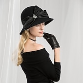 billige Festhatter-100% Ull Hatter med Sateng Sløyfeknute / Krystall / Rhinestone 1pc Avslappet / Dagligdagstøy Hodeplagg