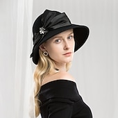 billige Festhatter-100% Ull Hatter med Sateng Sløyfeknute / Krystall / Rhinestone 1pc Avslappet / Dagligdagstøy Hodeplagg