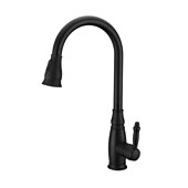 cheap Kitchen Faucets-Brass Kitchen Faucet,Single Handle One Hole Oil-rubbed Bronze Pull-out Spray Widespread Tall High Arc Vessel Antique Kitchen Taps with Hot and Cold Switch