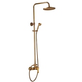 abordables Accesorios de ducha al aire libre-Grifo de ducha, juego de sistema de ducha, sistema de ducha de cobre antiguo antiguo de lluvia, grifos mezcladores de ducha de baño con válvula de cerámica
