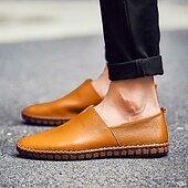 billiga Slip-ons och loafers till herrar-slip-on loafers i läder för män, avslappnade körskor med handsydd sula - bekväma och mångsidiga skor för vardagsbruk