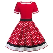 levne Šaty-Šaty pro plnoštíhlé s puntíky Retro Vintage oblečení z 50. let Grease koktejl šaty Vintage šaty podzim jaro a léto Vánoční kloboukové šaty dámské kostýmy Vintage cosplay