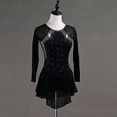 cheap Competition Dress-Figure Skating Dress Crystals / Rhinestones Women&#039;s Girls&#039; Training Long Sleeve High Chinlon Tulle