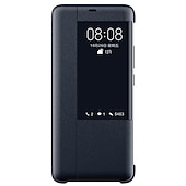 baratos Outras capas para telefone-telefone Capinha Para Huawei Huawei Mate 20 pro Case Completa Virar e protetor de tela com Visor Cor Sólida Couro PU