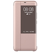 baratos Outras capas para telefone-telefone Capinha Para Huawei Huawei Mate 20 pro Case Completa Virar e protetor de tela com Visor Cor Sólida Couro PU
