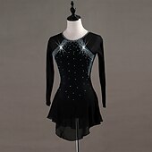 cheap Competition Dress-Figure Skating Dress Crystals / Rhinestones Women&#039;s Girls&#039; Training Long Sleeve High Chinlon Tulle