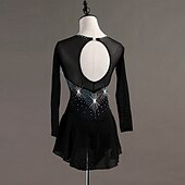 cheap Competition Dress-Figure Skating Dress Crystals / Rhinestones Women&#039;s Girls&#039; Training Long Sleeve High Chinlon Tulle