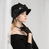 billige Festhatter-100% Ull Hatter med Sateng Sløyfeknute / Krystall / Rhinestone 1pc Avslappet / Dagligdagstøy Hodeplagg