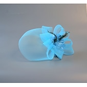 cheap Fascinators-White Wedding Fascinator Tulle Beaded Organza Fascinators Hats Headwear Clip Vintage Elegant with  Feathers Fur Flower 1 Piece Kentucky Horse Race Tea Party Ladies Day Headpiece