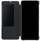 baratos Outras capas para telefone-telefone Capinha Para Huawei Huawei Mate 20 pro Case Completa Virar e protetor de tela com Visor Cor Sólida Couro PU
