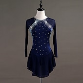 cheap Competition Dress-Figure Skating Dress Crystals / Rhinestones Women&#039;s Girls&#039; Training Long Sleeve High Chinlon Tulle