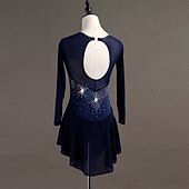 cheap Competition Dress-Figure Skating Dress Crystals / Rhinestones Women&#039;s Girls&#039; Training Long Sleeve High Chinlon Tulle