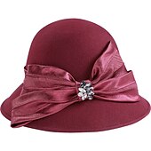 billige Festhatter-100% Ull Hatter med Sateng Sløyfeknute / Krystall / Rhinestone 1pc Avslappet / Dagligdagstøy Hodeplagg