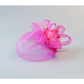 cheap Fascinators-White Wedding Fascinator Tulle Beaded Organza Fascinators Hats Headwear Clip Vintage Elegant with  Feathers Fur Flower 1 Piece Kentucky Horse Race Tea Party Ladies Day Headpiece