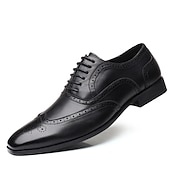 billige Formell-brune oxford-kjolesko for menn – klassiske brogue-sko i kunstskinn med snøring til forretninger, bryllup og formelle anledninger