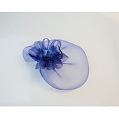 cheap Fascinators-White Wedding Fascinator Tulle Beaded Organza Fascinators Hats Headwear Clip Vintage Elegant with  Feathers Fur Flower 1 Piece Kentucky Horse Race Tea Party Ladies Day Headpiece