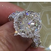 abordables Bagues-Bague anneau pour femmes zircon cubique diamant synthétique cadeau de fête fiançailles argenté classique halo pavé mariage pour impressionner