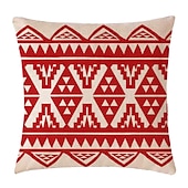 baratos estilo boho-Capa de travesseiro de 4 peças, quadrado rústico geométrico tradicional clássico sofá doméstico almofada decorativa de linho falso para poltrona sofá-cama