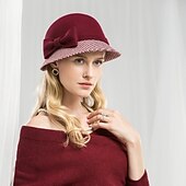 お買い得  パーティーハット-帽子 ヘッドピース ウール ボーラーハット バケットハット カジュアル カクテルパーティー ケンタッキーダービー レディースデー メルボルンカップ ビンテージ エレガント と リボン かぶと 帽子