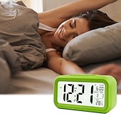 cheap Décor &amp; Night Lights-Smart Night Light Digital Alarm Clock with Date Indoor Temperature Battery Operated Bedside Clock Digital Display for Bedroom Desk Gifts Clock