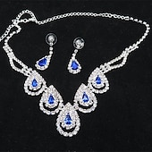 economico Parure di gioielli-Set di gioielli 1 set Zaffiri Pietra dura e cristallo Pietre sintetiche Orecchini Collane Per donna Festa Donne Lusso Romantico goccia Lacrime Parure di gioielli Per Feste Matrimonio Occasioni