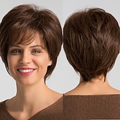 ieftine Peruci fără Capac din Păr Uman-Blendul părului uman Perucă Scurt Drept natural Tunsoare bob Maro Design la modă Dressing ușor Comfortabil Fără calotă Pentru femei Auburn medie Jet Black # 1 Bej 8 inci