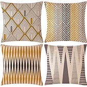 abordables style géométrique-Housse de coussin décorative géométrique, taie d&#039;oreiller carrée douce, pour chambre à coucher, salon, canapé, chaise, 4 pièces