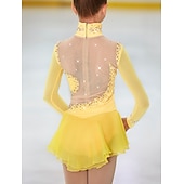 cheap Figure Skating Dresses-Figure Skating Dress Women's Girls' Ice Skating Dress Outfits Violet White Black Spandex High Elasticity Competition Skating Wear Warm Handmade Jeweled Rhinestone Long Sleeve Ice Skating Figure