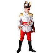 cheap Boys&#039; Costumes-Prince Charming Coat Pants Outfits Boys Movie Cosplay Classic &amp; Timeless Elegant &amp; Luxurious Blue White Coat Pants Belt Halloween Carnival Masquerade / Tiaras / Tiaras World Book Day Costumes