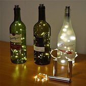 cheap Battery String Lights-Elegant Wedding Reception Party LED Wine Bottle Cork String Light 4pcs 1pc 2m 20LED Electroplating Starry Wire String Lights for Bottle DIY Table Decoration Christmas Wedding Party