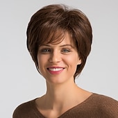 ieftine Peruci fără Capac din Păr Uman-Blendul părului uman Perucă Scurt Drept natural Tunsoare bob Maro Design la modă Dressing ușor Comfortabil Fără calotă Pentru femei Auburn medie Jet Black # 1 Bej 8 inci