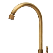 abordables Mitigeurs rotatifs-robinet d&#039;évier de cuisine traditionnel eau froide uniquement, robinet de cuisine à poignée unique en laiton rétro bec standard galvanisé doré