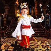 cheap Boys&#039; Costumes-Prince Charming Coat Pants Outfits Boys Movie Cosplay Classic &amp; Timeless Elegant &amp; Luxurious Blue White Coat Pants Belt Halloween Carnival Masquerade / Tiaras / Tiaras World Book Day Costumes