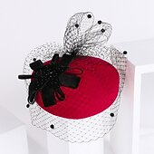 baratos Chapéus e Fascinators-Peça para Cabeça Lã Chapéu de Pires Chapéu de Caixa de Comprimidos Kentucky Derby Corrida de cavalos Dia da Mulher Copa Melbourne coquetel Elegante Com Laço Miçangas Capacete Chapéu