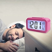 cheap Décor &amp; Night Lights-Smart Night Light Digital Alarm Clock with Date Indoor Temperature Battery Operated Bedside Clock Digital Display for Bedroom Desk Gifts Clock