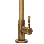 abordables Mitigeurs rotatifs-robinet d&#039;évier de cuisine traditionnel eau froide uniquement, robinet de cuisine à poignée unique en laiton rétro bec standard galvanisé doré