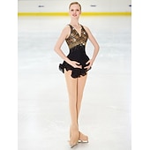 voordelige Schaatsjurken-Kunstschaatsjurk Dames Voor meisjes Schaatsen Jurken Donker paars Wit Geel Open achterkant Netstof Spandex Kant Hoge Elasticiteit Wedstrijd Kunstschaatskleding Juwelen Strass Mouwloos Schaatsen