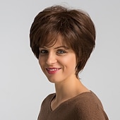 ieftine Peruci fără Capac din Păr Uman-Blendul părului uman Perucă Scurt Drept natural Tunsoare bob Maro Design la modă Dressing ușor Comfortabil Fără calotă Pentru femei Auburn medie Jet Black # 1 Bej 8 inci