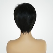 ieftine Peruci fără Capac din Păr Uman-Blendul părului uman Perucă Scurt Drept natural Tunsoare bob Maro Design la modă Dressing ușor Comfortabil Fără calotă Pentru femei Auburn medie Jet Black # 1 Bej 8 inci